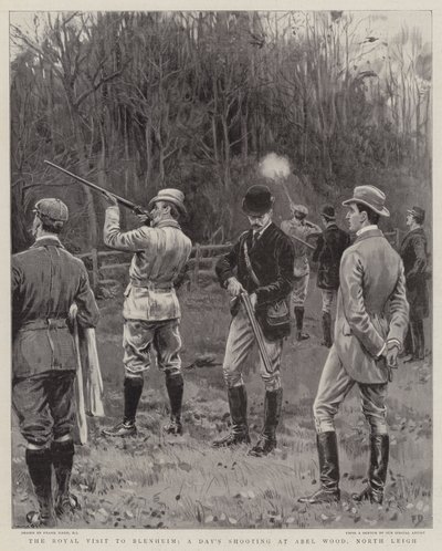 Het koninklijk bezoek aan Blenheim, een dag jagen in Abel Wood, North Leigh door Frank Dadd